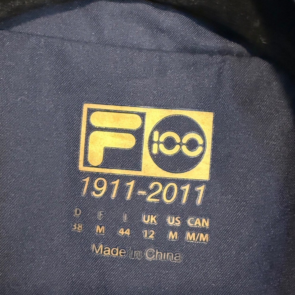 Vintage FILA 100th Anniversary Centenario Windbreaker Jacket Navy Blue Lining M - Picture 2 of 7